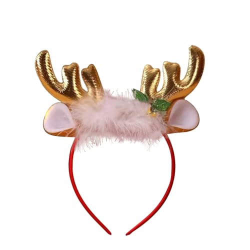 Haarclip Flach Weihnachtsparty-Stirnband, festliche Weihnachts-Stirnbänder, weicher Stoff, Stechpalmen-Design, glänzend, Frohe Weihnachten, Dekoration, Haarband, Weihnachts-Stirnband, (A, One Size) von Feizikaw