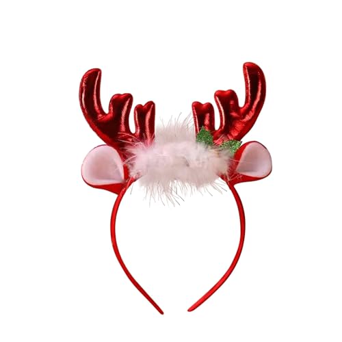 Haarclip Flach Weihnachtsparty-Stirnband, festliche Weihnachts-Stirnbänder, weicher Stoff, Stechpalmen-Design, glänzend, Frohe Weihnachten, Dekoration, Haarband, Weihnachts-Stirnband, (B, One Size) von Feizikaw