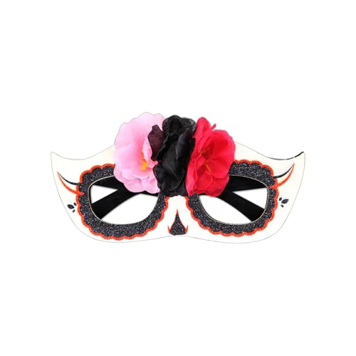 Halloween Maske Mexikanischer der Toten Motto-Party-Dekoration Brille Festival Karneval Dress Up Simulation Blume halbes Gesicht (B-A, 16.3x8cm) von Feizikaw