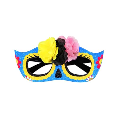 Halloween Maske Mexikanischer der Toten Motto-Party-Dekoration Brille Festival Karneval Dress Up Simulation Blume halbes Gesicht (B-E, 16.3x8cm) von Feizikaw