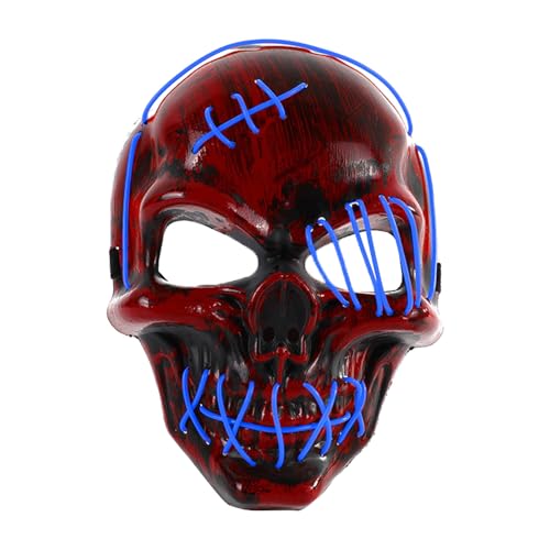 Halloween Masken LED Licht Up Scary Für Halloween Festival Cosplay Maskerade Karneval Party (Blue, 24x18x9cm) von Feizikaw
