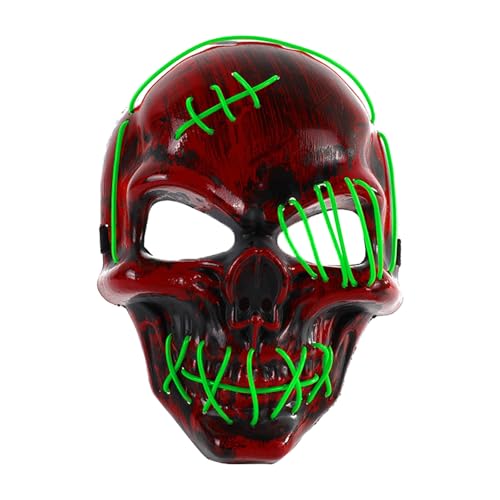 Halloween Masken LED Licht Up Scary Für Halloween Festival Cosplay Maskerade Karneval Party (Green, 24x18x9cm) von Feizikaw