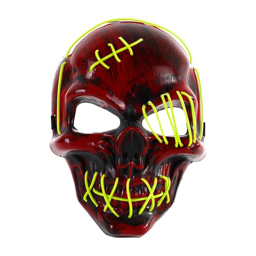 Halloween Masken LED Licht Up Scary Für Halloween Festival Cosplay Maskerade Karneval Party (Light Green, 24x18x9cm) von Feizikaw