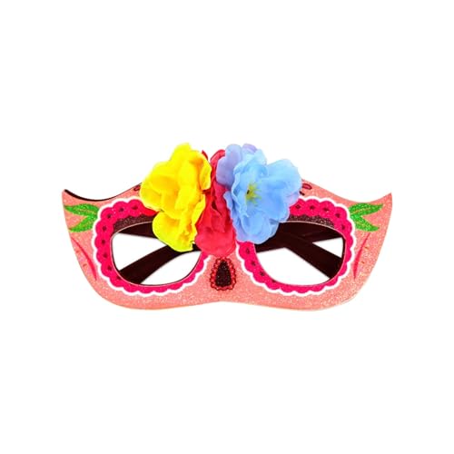 Halloween-Party-Masken Mexikanischer der Toten Motto-Party-Dekoration Brille Festival Karneval Dress Up Simulation Blume halbes Gesicht (B #2, 16.3x8cm) von Feizikaw