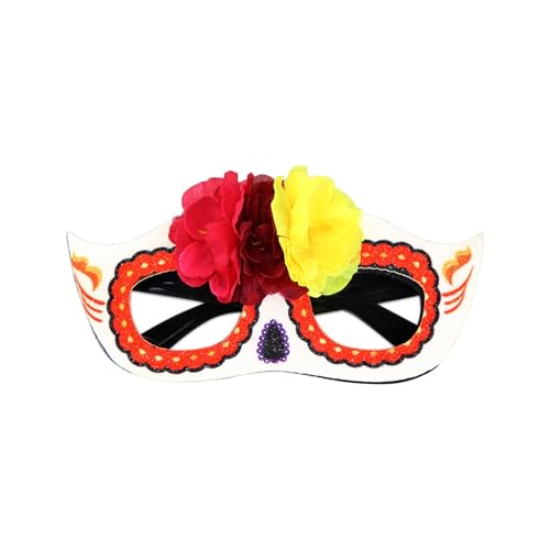 Halloween Skeleton Mexikanischer der Toten Motto-Party-Dekoration Brille Festival Karneval Dress Up Simulation Blume halbes Gesicht (D-B, 16.3x8cm) von Feizikaw