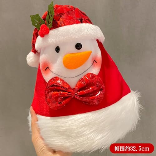 Hochzeit Accessoires Süße Weihnachtsmütze für Kinder und Erwachsene Weihnachtsmannmützen & Schneemann-Kostümzubehör (A, 31.5X44cm) von Feizikaw