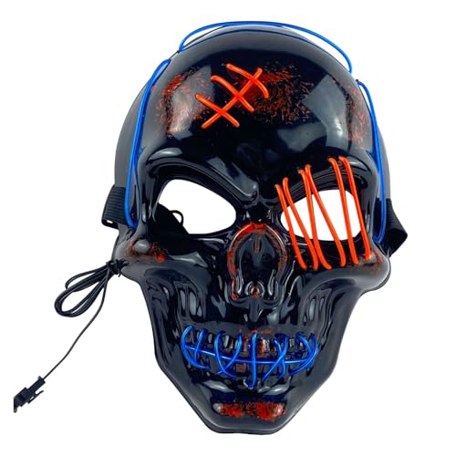 Silikon Maske Männer LED Licht Up Scary Für Halloween Festival Cosplay Maskerade Karneval Party (Blue, 24x18x9cm) von Feizikaw