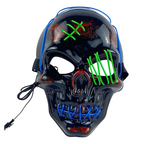 Silikon Maske Männer LED Licht Up Scary Für Halloween Festival Cosplay Maskerade Karneval Party (Green, 24x18x9cm) von Feizikaw