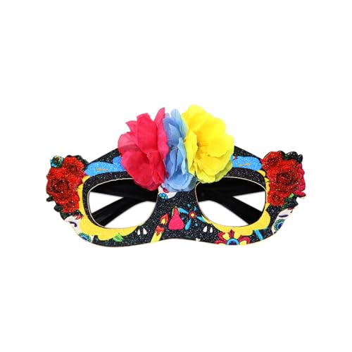Skelettmaske Mexikanischer der Toten Motto-Party-Dekoration Brille Festival Karneval Dress Up Simulation Blume halbes Gesicht (C-2, 16.3x8cm) von Feizikaw