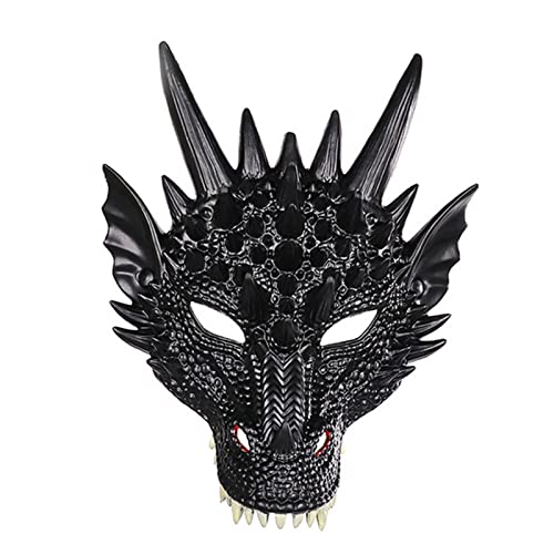 Totenkopf-Maske Drachen Halloween Cosplay Kopfschmuck Cosplay Drachenkopf für Festival Party Halloween (Black #4, One Size) von Feizikaw
