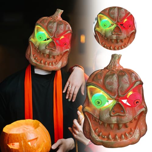 Totenkopf Maske Kostüm Halloween Glow In The Dark Scary Kürbis Kostüm Zubehör Für Kinder Erwachsene Party Dekoration (Orange-5, 26x20cm) von Feizikaw
