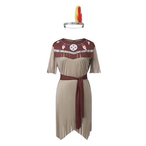 Familienkostüm, indigenes Savage-Kostüm, kreatives Halloween-Cosplay, passendes Outfit für Halloween, Cosplay-Party (braune Frauen, Einheitsgröße) von Felcia