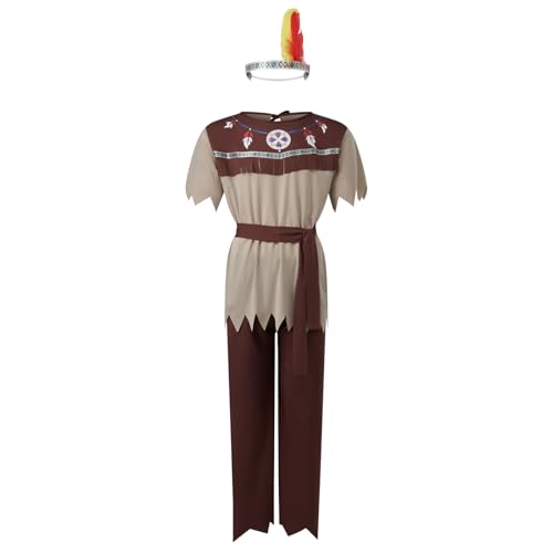 Familienkostüm, indigenes Savage-Kostüm, kreatives Halloween-Cosplay, passendes Outfit für Halloween, Cosplay-Party (braune Männer, Einheitsgröße) von Felcia