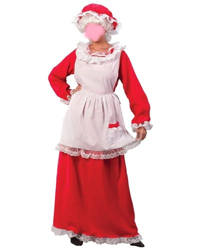 Felcia Damen Weihnachten Cosplay Kostüm Set Dienstmädchen Oma Langarm Kleid mit Hut Schürze für Weihnachten Rollenspiel (Stil 3, L) von Felcia