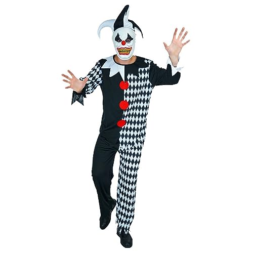 Felcia Halloween Clown Kostüm für Erwachsene Gruselig Killer Kostüm mit Hut Set Halloween Horror Cosplay Outfits (Weiß, L) von Felcia