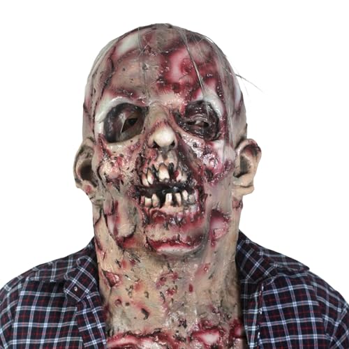 Felcia Halloween-Kopfbedeckung, gruseliger Zombie-Gesichtsbedeckung, realistische Gesichtsbedeckung, Cosplay-Kostüm, Zubehör für Erwachsene, Hellrosa-Grau, Einheitsgröße Felcia Halloween-Kopfbedeckung, gruseliger Zombie-Gesichtsbedeckung, realistische Gesichtsbedeckung, Cosplay-Kostüm, Zubehör für Erwachsene, Hellrosa-Grau, Einheitsgröße von Felcia