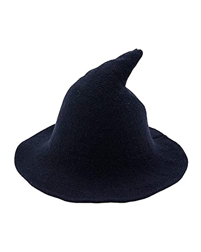 Felcia Hexenhut für Damen, Zauberer-Strickmütze, Halloween, Partys, Maskerade, Cosplay, Kostüm, Zubehör (Marineblau, Einheitsgröße) von Felcia