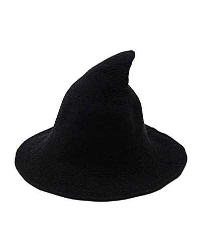 Felcia Hexenhut für Damen, Zauberer-Strickmütze, Halloween, Partys, Maskerade, Cosplay, Kostüm, Zubehör (Schwarz, Einheitsgröße) von Felcia