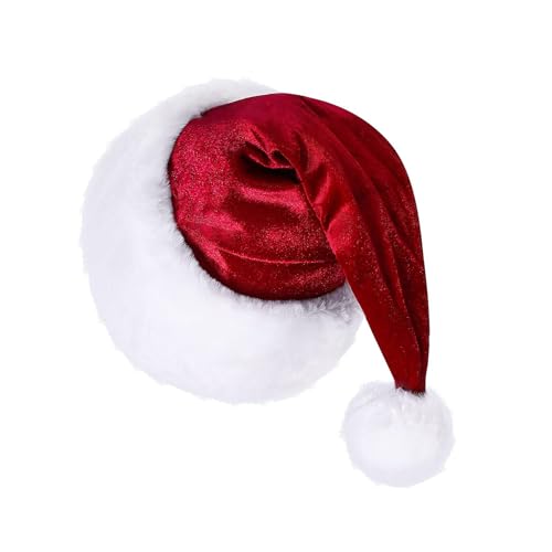 Felcia Niedliche Nikolausmütze, Kontrastfarben, Plüsch, verdickt, für Erwachsene, Urlaub, Cosplay, Kostüm, Requisiten, Zubehör (H-Weinrot, Einheitsgröße) von Felcia