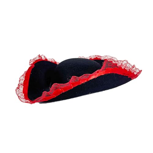 Felcia Trikot-Piratenhüte für Damen und Herren, Kolonialhut, Halloween, Karneval, Cosplay, Piratenkostüm, Zubehör (Rot, Einheitsgröße) von Felcia
