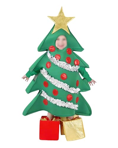Felcia Weihnachtsbaum-Kostüm für Erwachsene und Kinder, in Geschenkbox, für Cosplay, Overall, Bühnenaufführung, Neuheit, Rollenspiel, Party-Outfits (Grün, B, Einheitsgröße) von Felcia