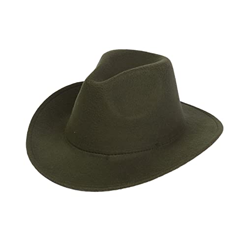Felcia Western-Cowboyhut für Erwachsene, Retro-/Vintage-Stil, Jazzhut, breite Krempe, Karnevalsparty-Zubehör (Armeegrün, Einheitsgröße) von Felcia