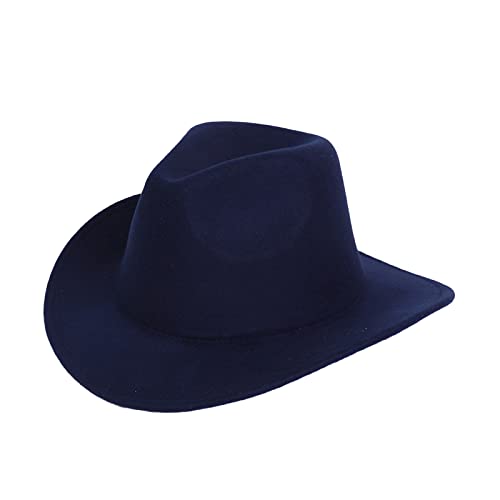 Felcia Westernhut für Erwachsene, Cowboyhut, Retro, Vintage, Jazzhut, breite Krempe, Karneval, Party-Zubehör (Marineblau, Einheitsgröße) von Felcia