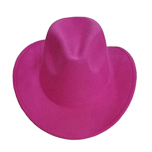 Felcia Westernhut für Erwachsene, Cowboyhut, Retro, Vintage, Jazzhut, breite Krempe, Karneval, Party-Zubehör (Rosenrot, Einheitsgröße) von Felcia