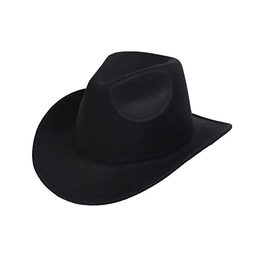Felcia Westernhut für Erwachsene, Cowboyhut, Retro, Vintage, Jazzhut, breite Krempe, Karneval, Party-Zubehör (Schwarz, Einheitsgröße) von Felcia