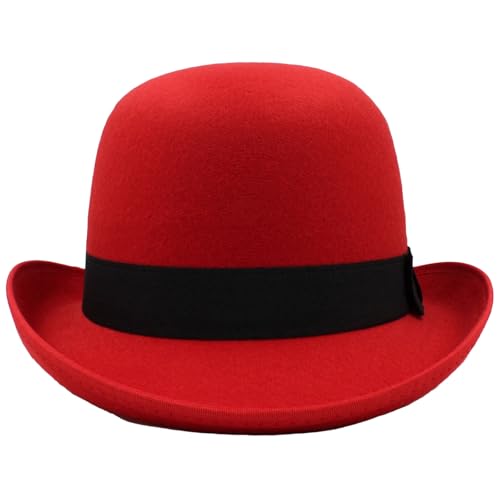 Filzhut für Damen und Herren, klassisch, leicht, Derby-Fedora-Hüte, Karnevalskostüme (Rot, Einheitsgröße) von Felcia