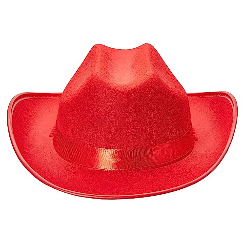 Uni Cowboyhut für Kinder, breite Krempe, Western-Cowboyhut mit verstellbarem Riemen, Festival, Kostümzubehör, Rot, Einheitsgröße von Felcia