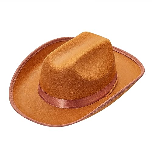 Uni Cowboyhut für Kinder, breite Krempe, Western-Cowboyhut mit verstellbarem Riemen, Festival, Kostümzubehör (Kaffee, Einheitsgröße) von Felcia