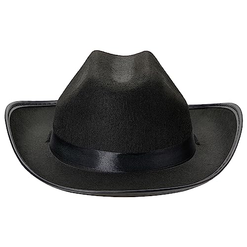 Uni Cowboyhut für Kinder, breite Krempe, Western-Cowboyhut mit verstellbarem Riemen, Festival, Kostümzubehör (Schwarz, Einheitsgröße) von Felcia