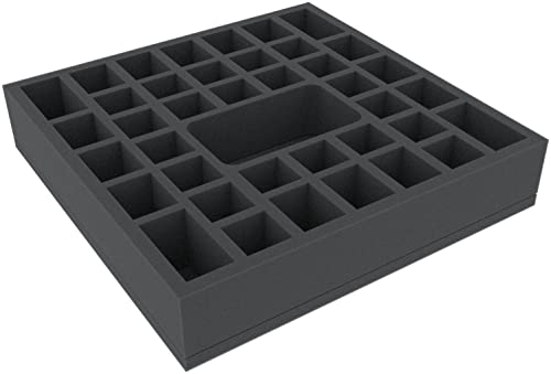 AFMFID055BO 285 mm x 285 mm x 55 mm Schaumstoffeinlage für Brettspiele mit 40 Fächern von Feldherr