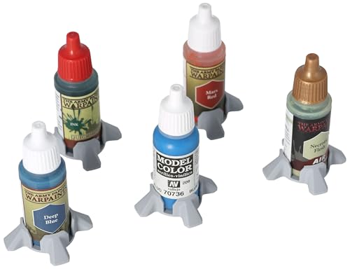 Feldherr 5er Set Farbfläschchen-Ständer - kompatibel mit Vallejo, Army Painter u. a. - Halter für Tropfenzähler-Fläschchen - sicherer Stand, kein Umkippen, Farbe:Grau Feldherr 5er Set Farbfläschchen-Ständer - kompatibel mit Vallejo, Army Painter u. a. - Halter für Tropfenzähler-Fläschchen - sicherer Stand, kein Umkippen, Farbe:Grau von Feldherr