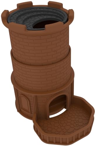 Feldherr Dice Tower: Castle of Mystery - Ausfahrbarer Würfelturm kompatibel mit HeroQuest - Platzsparend & flexibel - Für Würfel bis 16 mm - Klappbar für einfachen Transport, Farbe:Braun von Feldherr