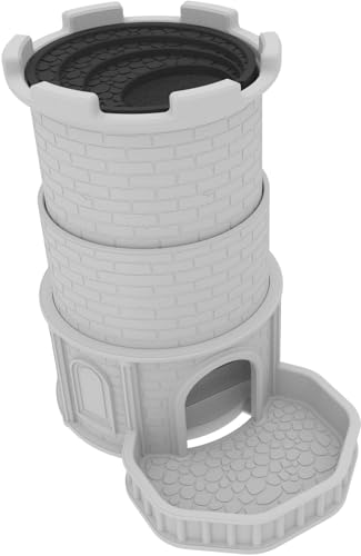 Feldherr Dice Tower: Castle of Mystery - Ausfahrbarer Würfelturm kompatibel mit HeroQuest - Platzsparend & flexibel - Für Würfel bis 16 mm - Klappbar für einfachen Transport, Farbe:Grau von Feldherr