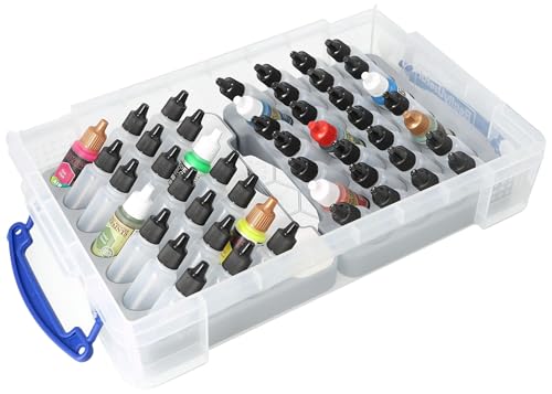 Feldherr Farbhalter-Set für Farbfläschchen (25 mm Ø) - inklusive 4l Really Useful Box für 49 Dropper Bottles - kompatibel mit Vallejo, Army Painter - Pinselfach mit Deckel, Farbe:Grau von Feldherr