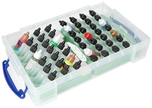 Feldherr Farbhalter-Set für Farbfläschchen (25 mm Ø) - inklusive 4l Really Useful Box für 49 Dropper Bottles - kompatibel mit Vallejo, Army Painter - Pinselfach mit Deckel, Farbe:Mint 100% Recycling von Feldherr