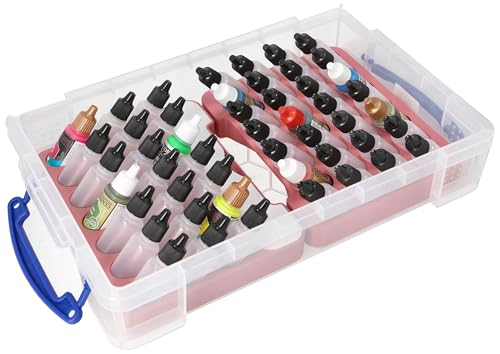 Feldherr Farbhalter-Set für Farbfläschchen (25 mm Ø) - inklusive 4l Really Useful Box für 49 Dropper Bottles - kompatibel mit Vallejo, Army Painter - Pinselfach mit Deckel, Farbe:Rosé 100% Recycling von Feldherr