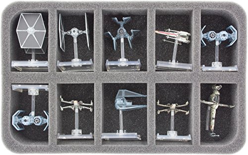 Feldherr HSBE050BO Schaumstoffeinlage kompatibel mit 10 Star Wars X-Wing Raumschiffe mit Base von Feldherr