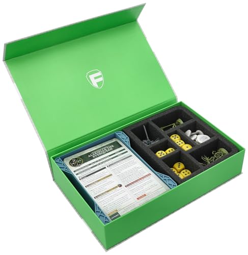 Feldherr Magnetbox grün kompatibel mit Warhammer Age of Sigmar - 1 Kartenhalter für Schriftrollenkarten (Warscroll Cards) + Schaumstoffeinlage für Miniaturen, Würfel und Zubehör, Farbe:Himmelblau von Feldherr