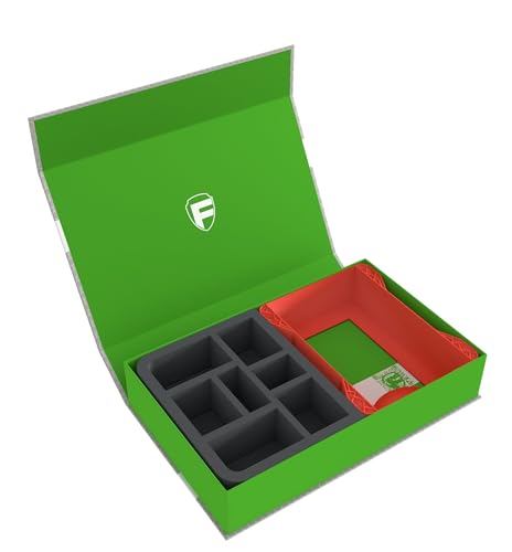 Feldherr Magnetbox grün kompatibel mit Warhammer Age of Sigmar - 1 Kartenhalter für große Schriftrollenkarten (Warscroll Cards) + Schaumstoffeinlage für Miniaturen, Würfel und Zubehör, Farbe:Kirschrot von Feldherr