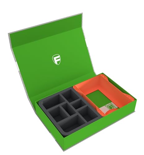 Feldherr Magnetbox grün kompatibel mit Warhammer Age of Sigmar - 1 Kartenhalter für große Schriftrollenkarten (Warscroll Cards) + Schaumstoffeinlage für Miniaturen, Würfel und Zubehör, Farbe:Orange von Feldherr