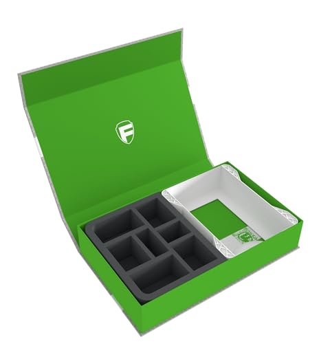 Feldherr Magnetbox grün kompatibel mit Warhammer Age of Sigmar - 1 Kartenhalter für Schriftrollenkarten (Warscroll Cards) + Schaumstoffeinlage für Miniaturen, Würfel und Zubehör, Farbe:Weiß von Feldherr