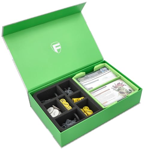 Feldherr Magnetbox grün kompatibel mit Warhammer Age of Sigmar - 1 Kartentray für Schriftrollenkarten (Warscroll Cards) im 70 x 121 mm Format + Schaumstoffeinlage für Miniaturen + Zubehör, Farbe:Grün von Feldherr