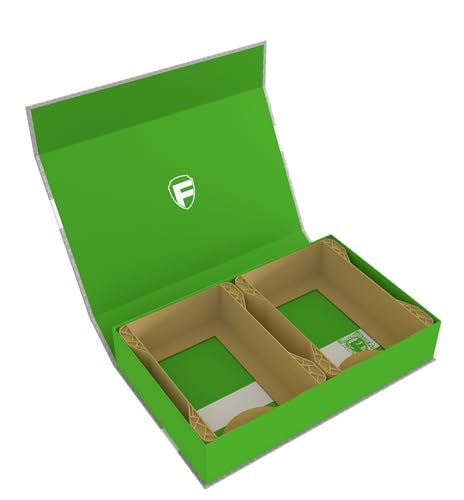 Feldherr Magnetbox grün kompatibel mit Warhammer Age of Sigmar - 2 Kartenhalter für Schriftrollenkarten (Warscroll Cards) - kompakte Aufbewahrung, sicherer Transport, Farbe:Gold von Feldherr