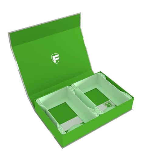 Feldherr Magnetbox grün kompatibel mit Warhammer Age of Sigmar - 2 Kartenhalter für Schriftrollenkarten (Warscroll Cards) - kompakte Aufbewahrung, sicherer Transport, Farbe:Mint 100% Recycling von Feldherr