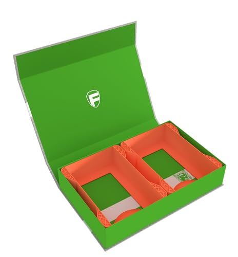 Feldherr Magnetbox grün kompatibel mit Warhammer Age of Sigmar - 2 Kartenhalter für Schriftrollenkarten (Warscroll Cards) - kompakte Aufbewahrung, sicherer Transport, Farbe:Orange von Feldherr