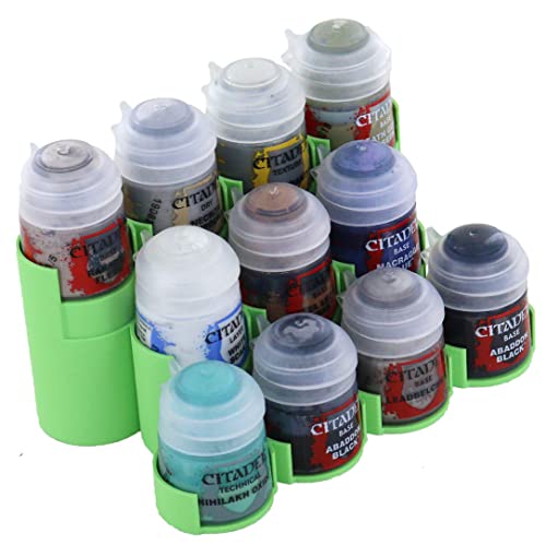 Feldherr Paint Rack kompatibel mit 11 Citadel Farbtöpfchen (12 ml / 18 ml / 24 ml), Farbe:Grün von Feldherr